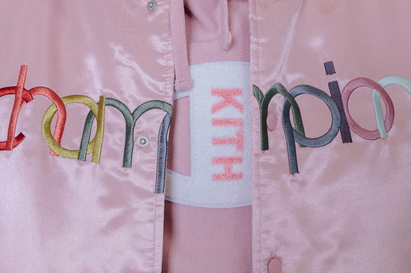 kith champion hoodie pink