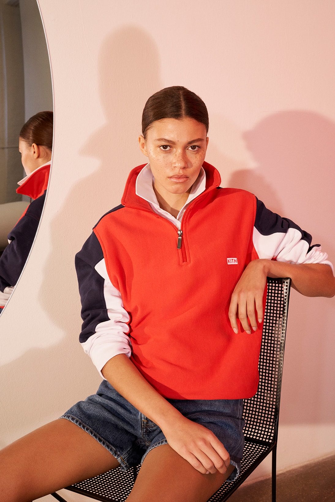 kith womens champion collaboration collection oversized sweatshirt logo hoodie cropped t-shirt 90s track jacket pants where to buy net-a-porter