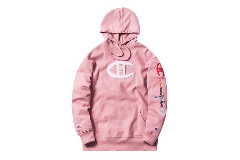 KITH Sport Champion Millennial Pink Hoodie Rainbow Embroidered Logo Where to Buy Price Release Date Ronnie Fieg