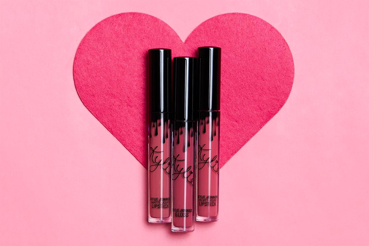 Kylie Jenner Cosmetics Posie K Anniversary Lip Trio Gloss Matte Lipstick Makeup Valentine's Day Pink Heart