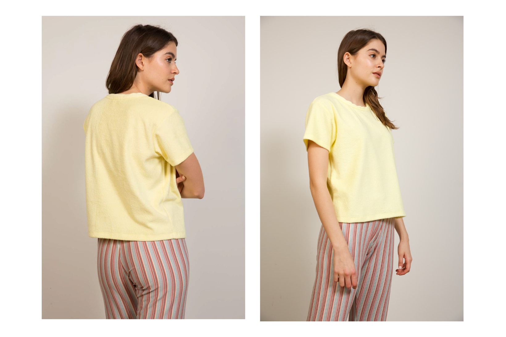 Liana Spring/Summer 2018 Collection Lookbook Shirt Yellow Striped Pants