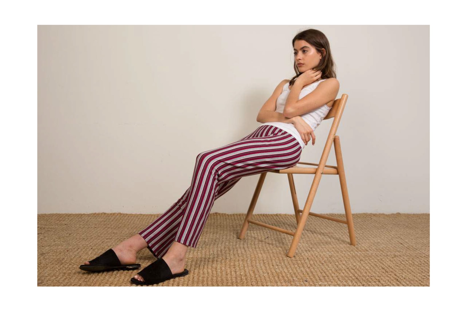 Liana Spring/Summer 2018 Collection Lookbook Striped Pants Tank Top White