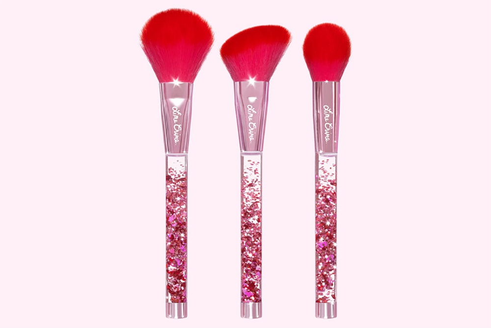 Lime Crime makeup brush set cosmetics brushes hot stuff red heart glitter ombre where to buy valentines
