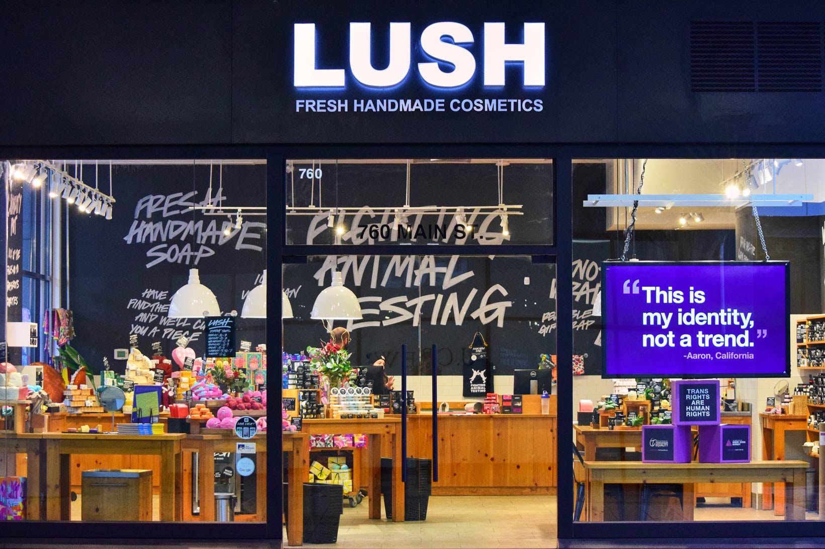 Lush Transgender Rights Store Front Quote