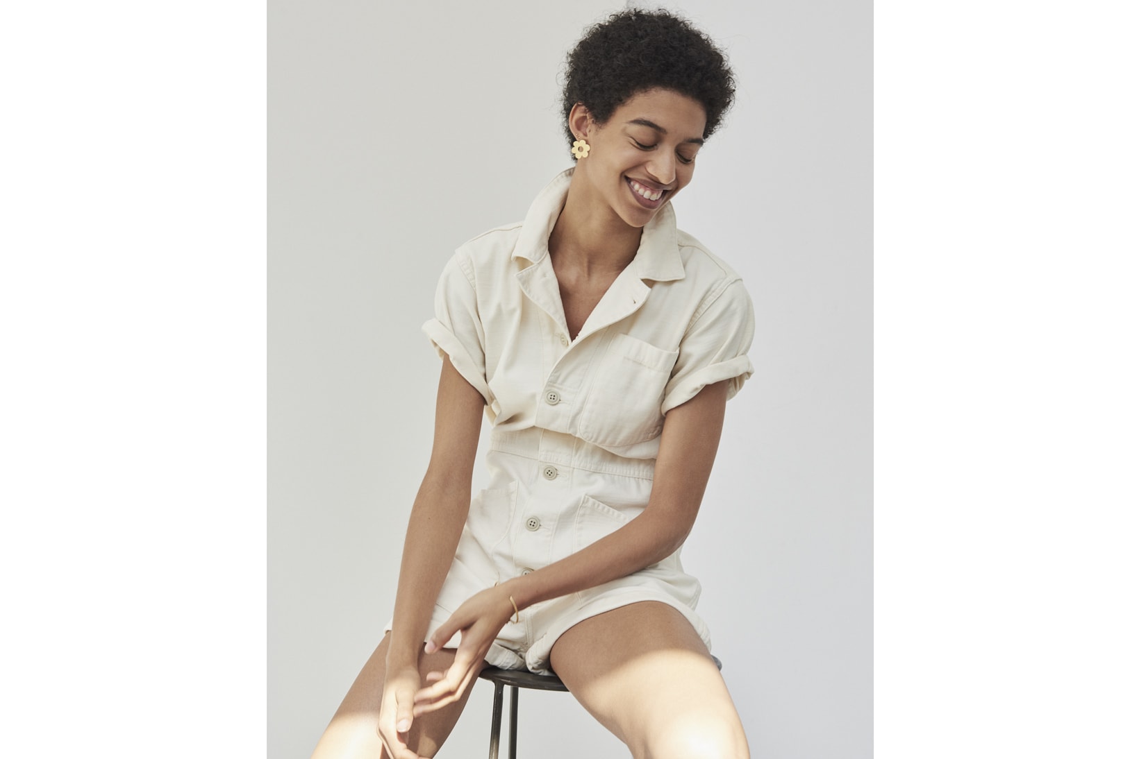 Madewell x As Ever NYC Collection Coverall Bodysuit Shortall Cloud Lining