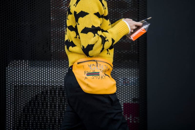 BURBERRY TIE PIN 2018 Streetsnaps Women Gucci Fanny Pack Yellow