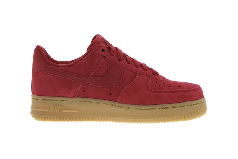 Nike Air Force 1 womens red suede valentines light gum sole sneakers