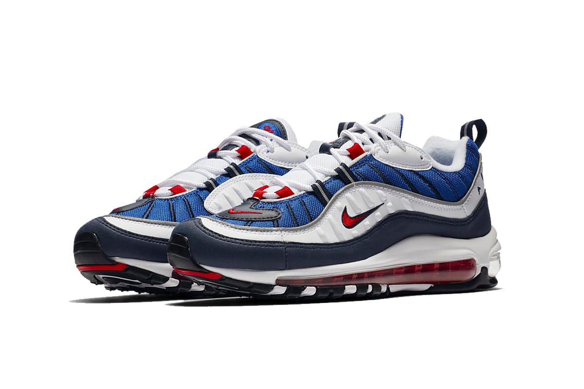 red white and blue air max 98