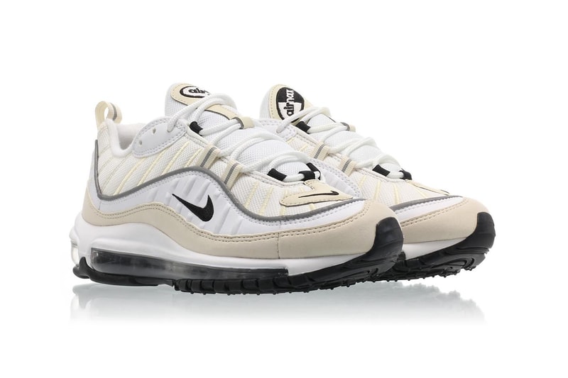 nike womens air max 98 white black fossil reflect silver cream off-white yellow beige minimal retro sneakers where to buy