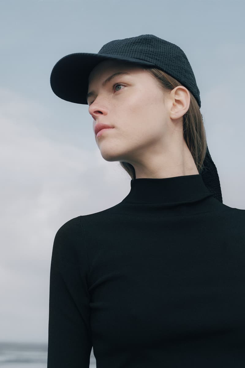 Norse Project Spring/Summer 2018 Collection Lookbook Blue Hat Black Dress Side View