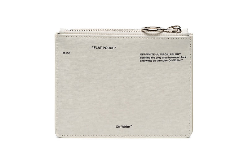Off-White off white black white Double Flat leather Pouch industrial strap wrist wristlet where to buy
