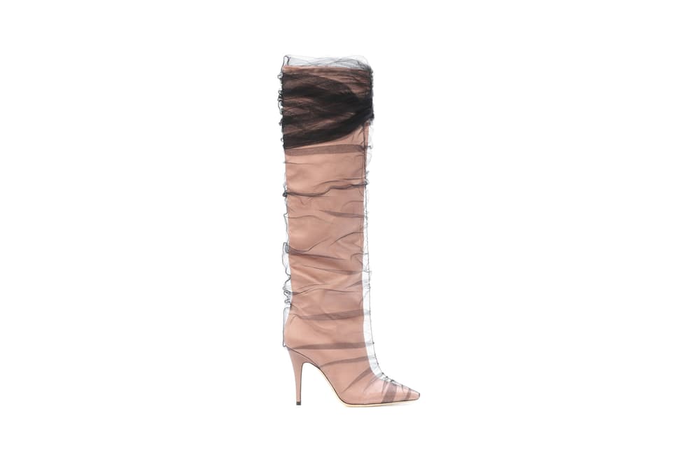 Jimmy Choo x Off-White Elisabeth 100 Tulle Satin Boots Nude Black