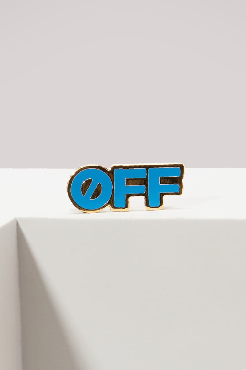 Off-White™ logo trend sneakers industrial belt sneakers pin badges pins where to buy 24 sevres
