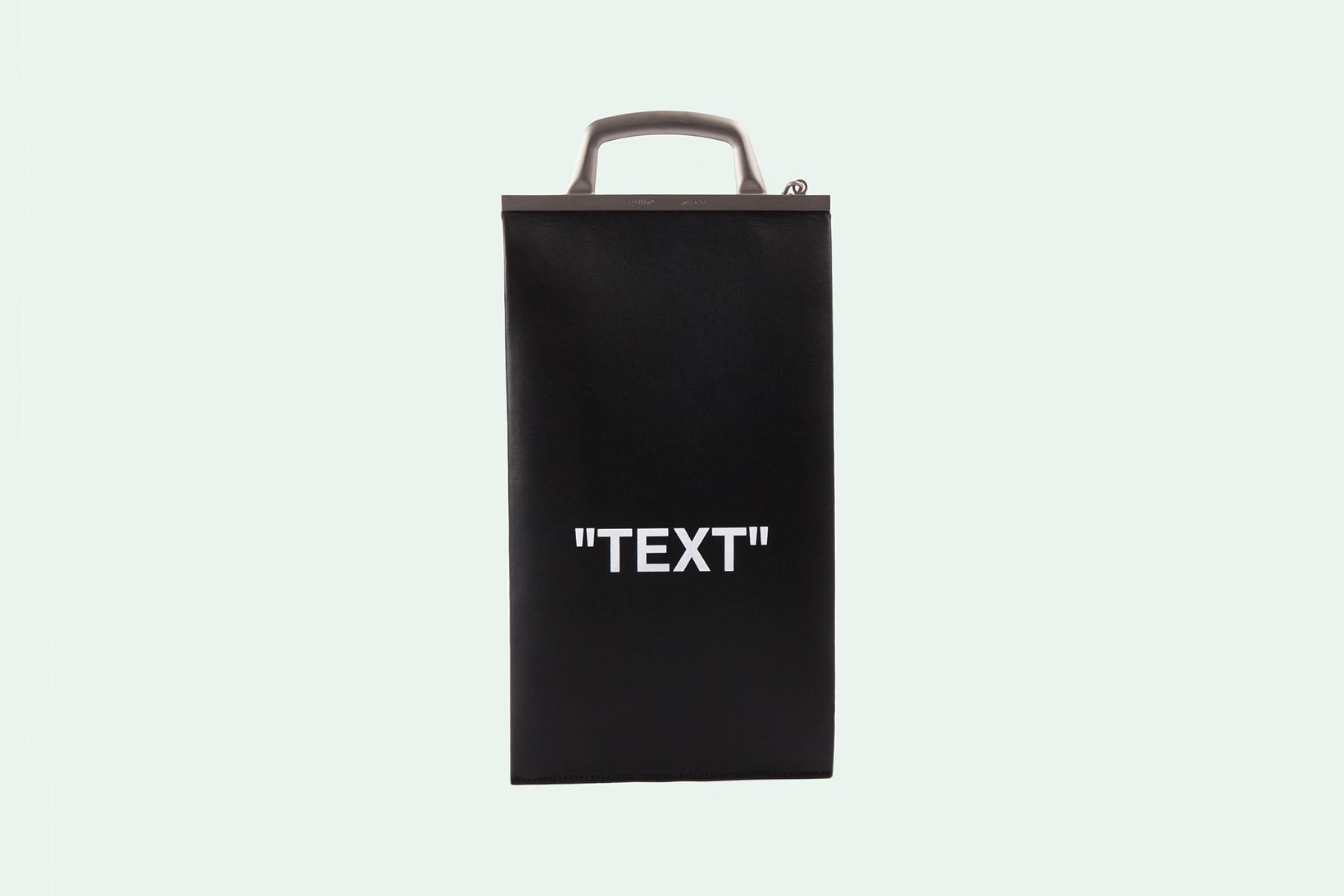 Off-White TEXT Purse Bag Leather Black White
