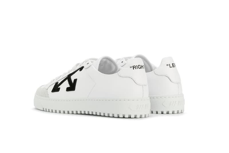 Off-White™ Minimal White Sneakers with Laces Virgil Abloh X Print Pattern Back View Heel