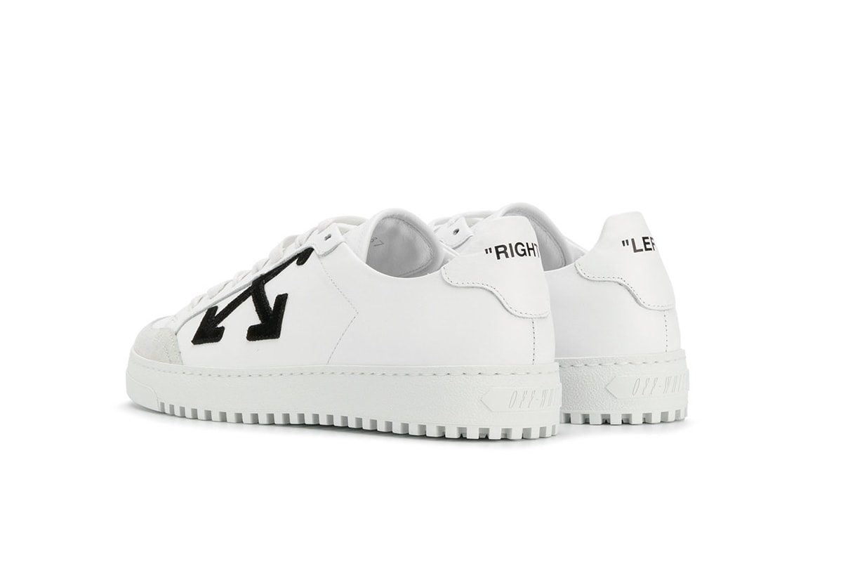 Off-White™ Minimal White Sneakers with Laces Virgil Abloh X Print Pattern Back View Heel