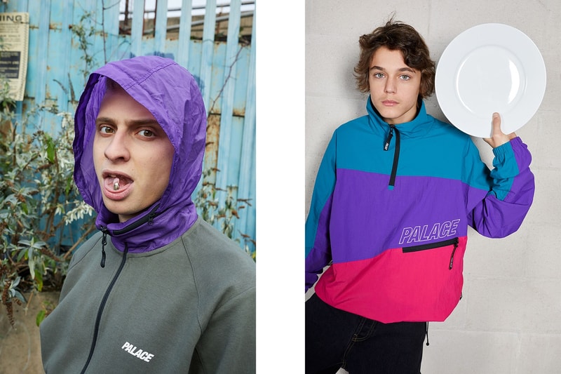 Palace Skateboards Spring 2018 Collection Lookbook Juergen Teller Grey Hoodie Purple Blue Pink Pullover