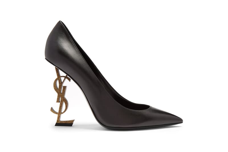 Saint Laurent Opyum Logo-Heel Leather Pumps Black