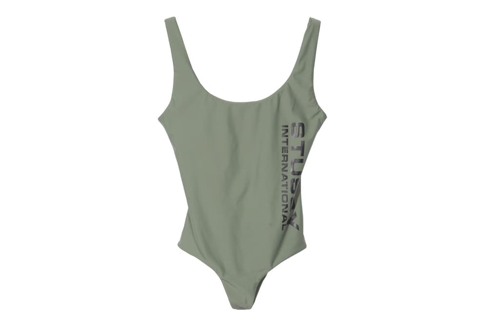 Stussy Women International Wells One Piece Swimsuit Olive Green