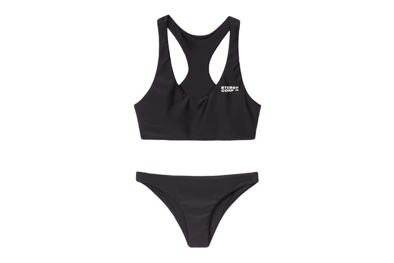 Stussy Women Ari Two Piece Swimsuit Bathing Suit Black Logo