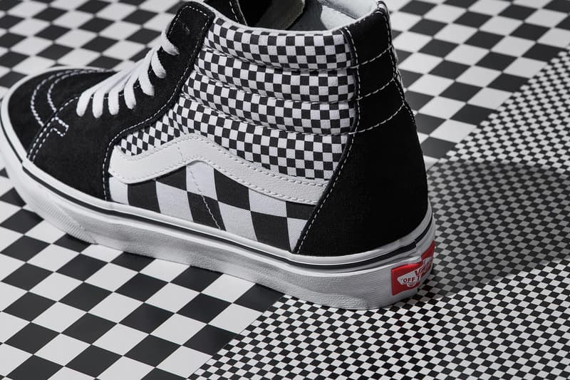 Vans Checkerboard Pattern Sk8-Hi Authentic Sneakers Black White Silhouette Skate Shoe