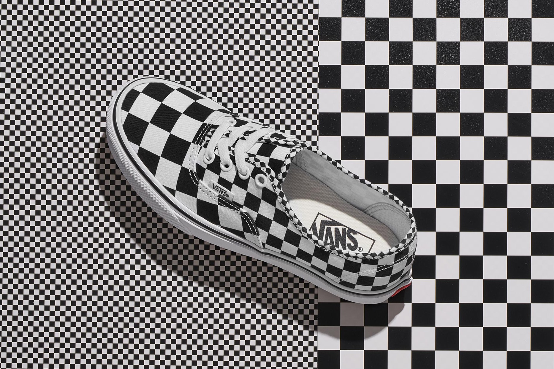 Vans Checkerboard Pattern Sk8-Hi Authentic Sneakers Black White Silhouette Skate Shoe