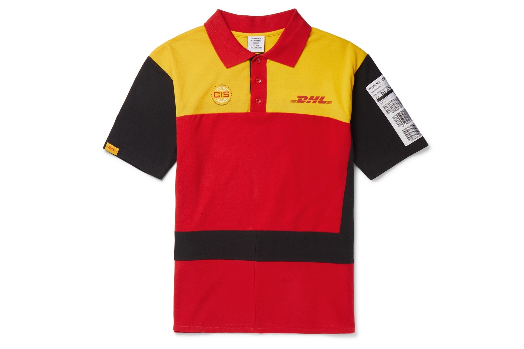 Vetements DHL Spring Summer 2018 Capsule Collection Polo Shirt Yellow Red Black