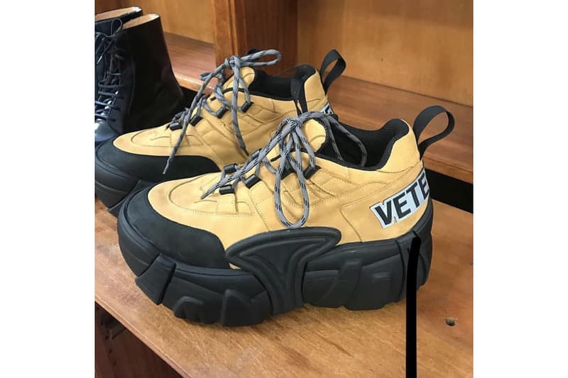 VETEMENTS 2018 swear london collab collaboration chunky bulky rave dad sneakers 90s release info