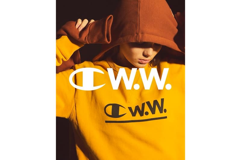 Champion Wood Wood Spring Summer 2018 Collaboration Collection Yellow Crewneck Sweatshirt Sweater Logo