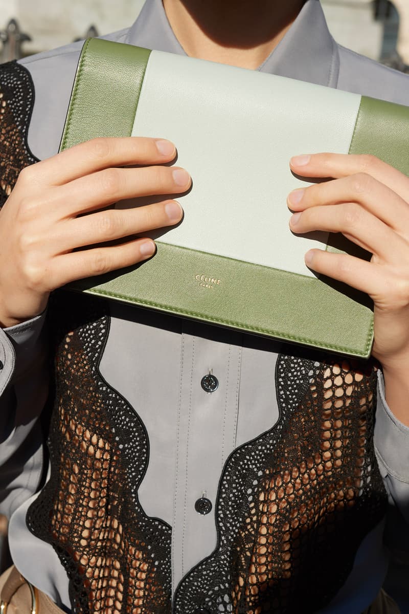 Celine E-Commerce Launch 24 Sevres Silk Shirt Frame Clutch Bag Grey Black Kaki Blue
