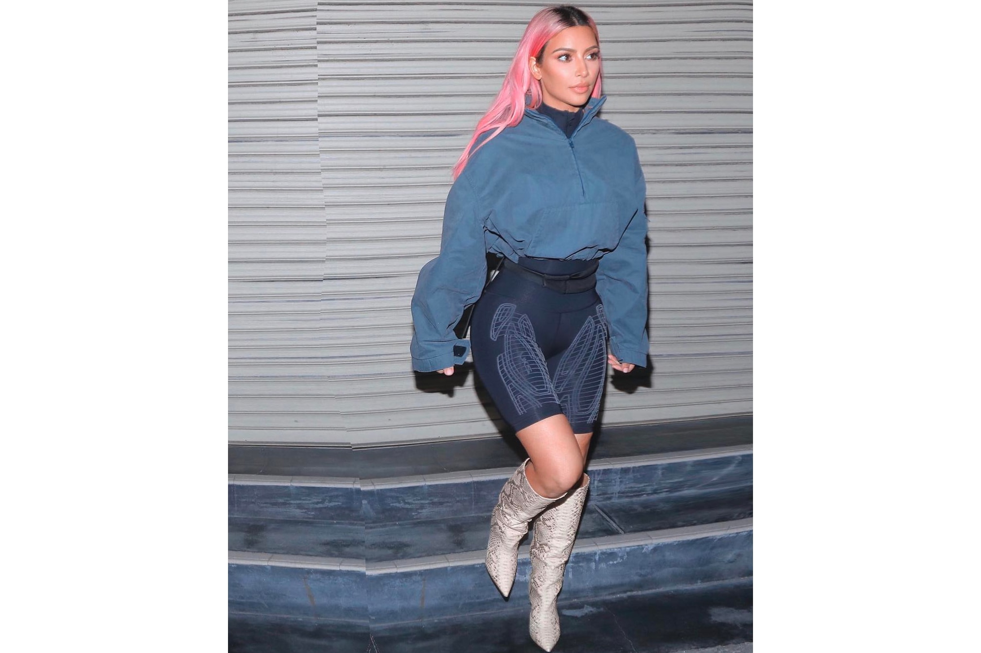 Kim Kardashian YEEZY Season 7 2XU Leggings Black Tokyo Japan Pink Hair