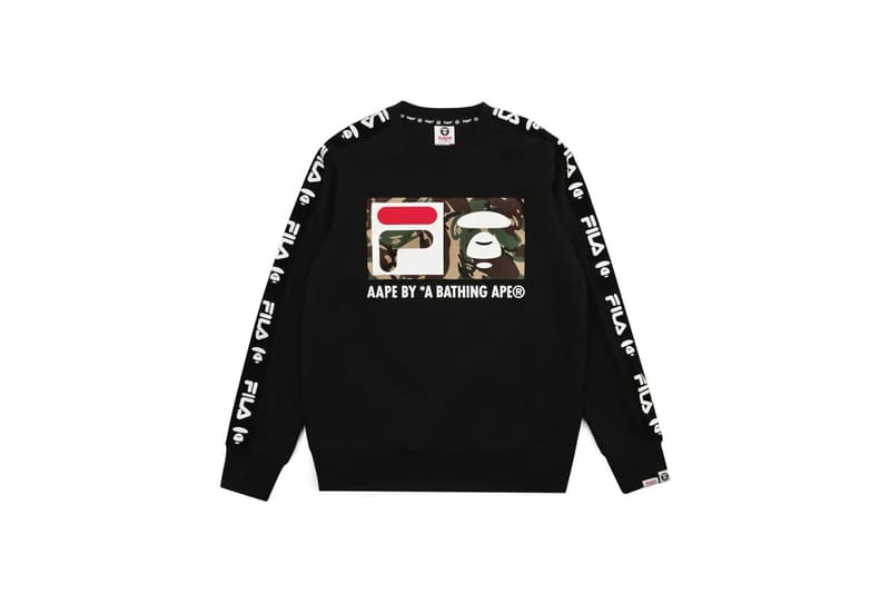 AAPE by A Bathing Ape FILA Spring Summer 2018 Long Sleeve Shirt Black