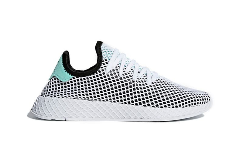 adidas Originals unisex Deerupt sneaker trainers black white solar red bluebird easy green mesh overlay where to buy