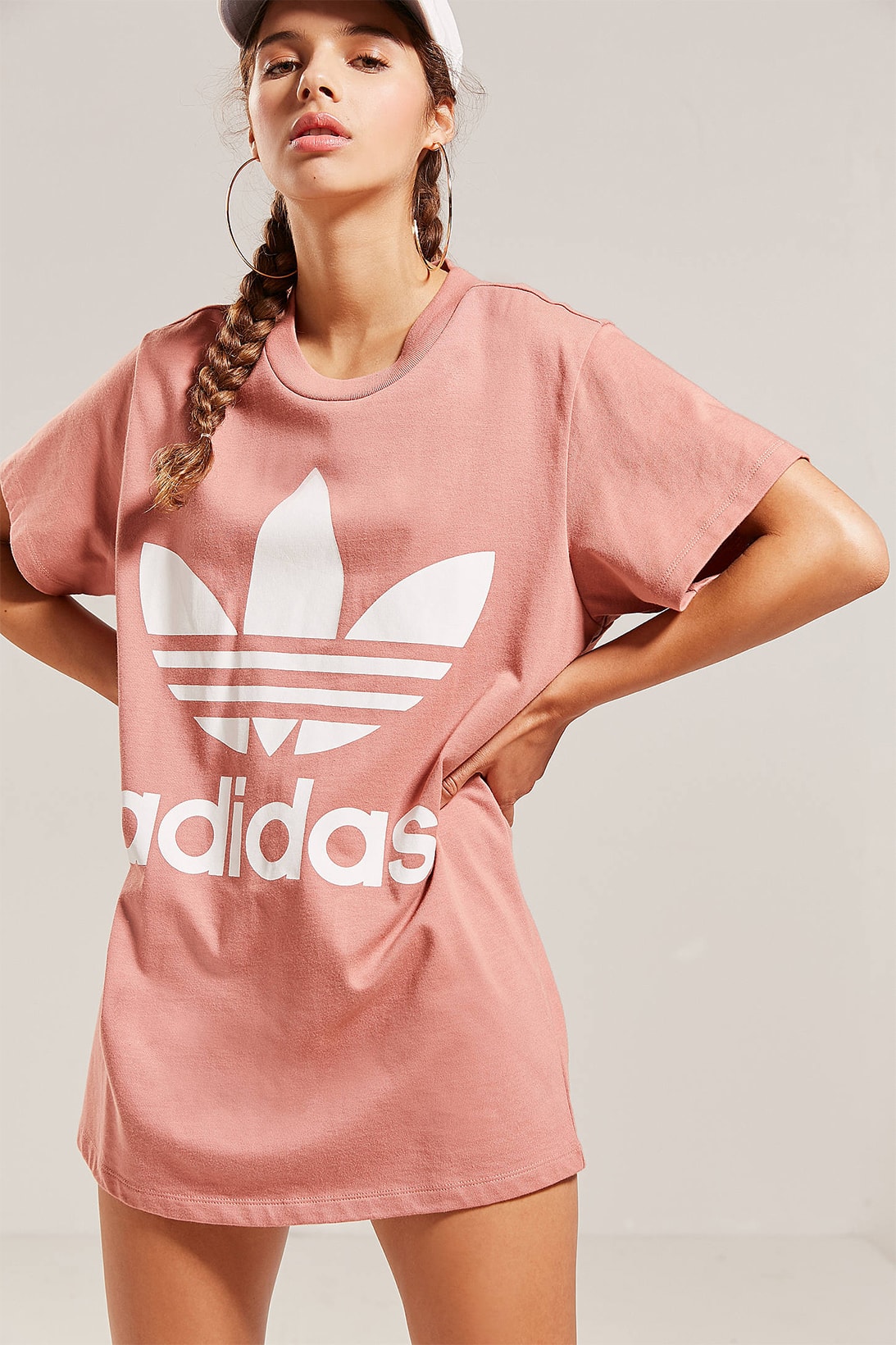 adidas Originals Oversized Dusky Pink Logo T-Shirt Graphic Trefoil Light Pale Dusty Pastel Women's Where To Buy Urban Outfitters