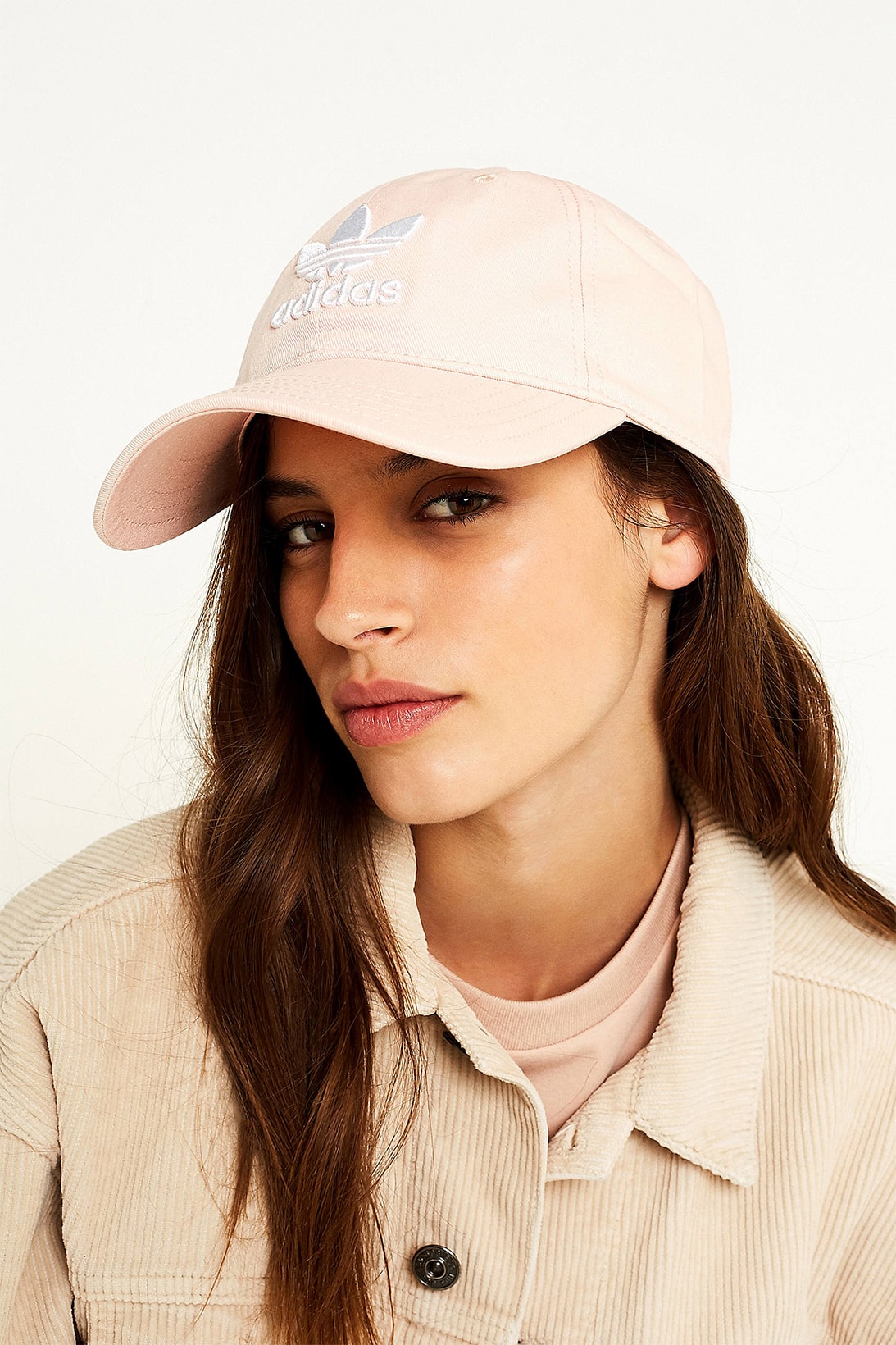 adidas Originals Pastel Pink Trefoil Baseball Cap Embroidered Women's Ladies Girls Mens Unisex Athleisure Sporty Urban Outfitters