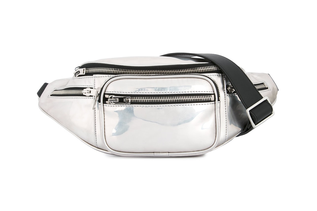 Alexander Wang Metallic Silver Attica Fanny Pack Mirror Shiny Belt Bag Bumbag Crossbody where to buy FARFETCH
