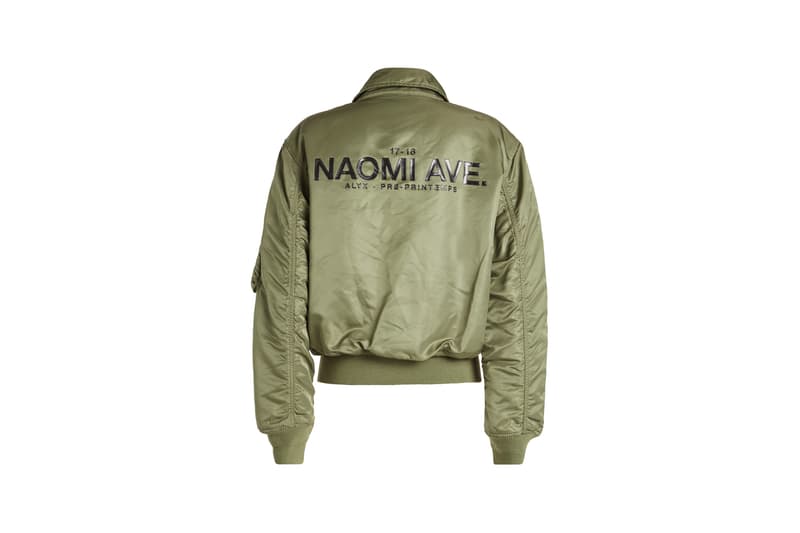 ALYX x Alpha Industries Naomi Ave Collection Pilot Bomber Jacket Sage Green