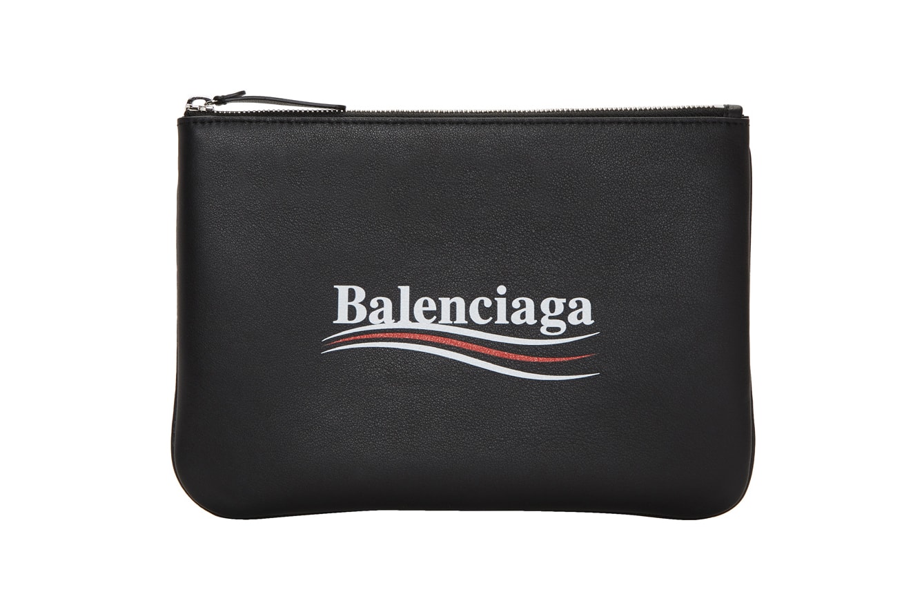 balenciaga campaign logo pouches wallets demna gvasalia black front