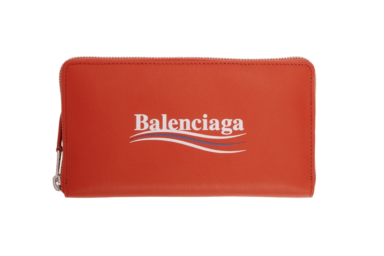 balenciaga campaign logo pouches wallets demna gvasalia red front