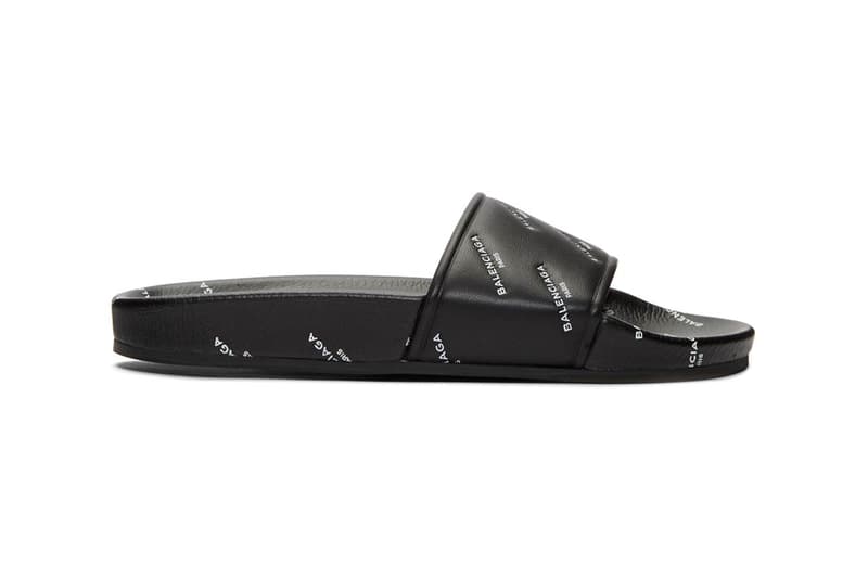 Balenciaga All Over Logo Piscine Slides Black