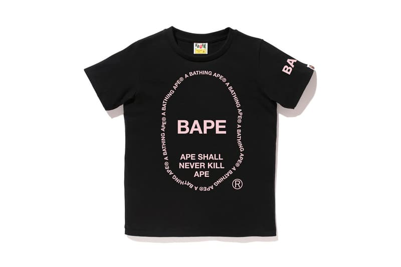 bape a bathing ape text ape head tee tshirts women black