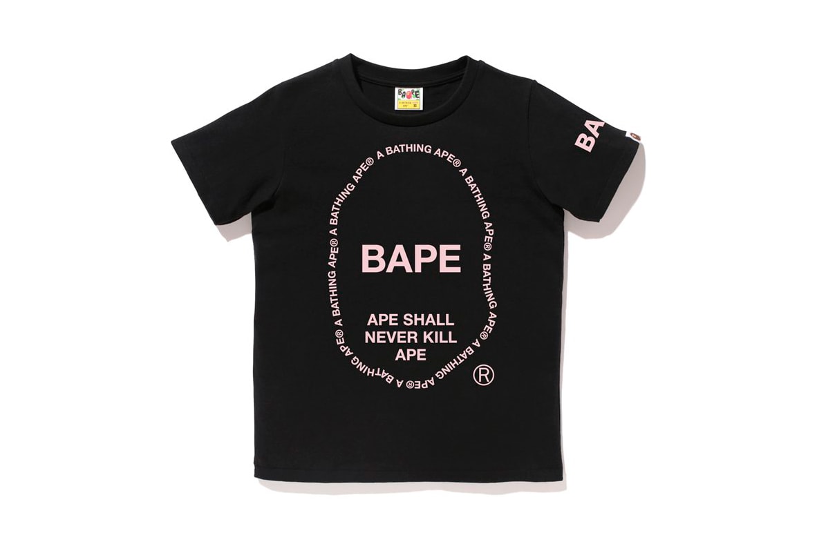 bape a bathing ape text ape head tee tshirts women black
