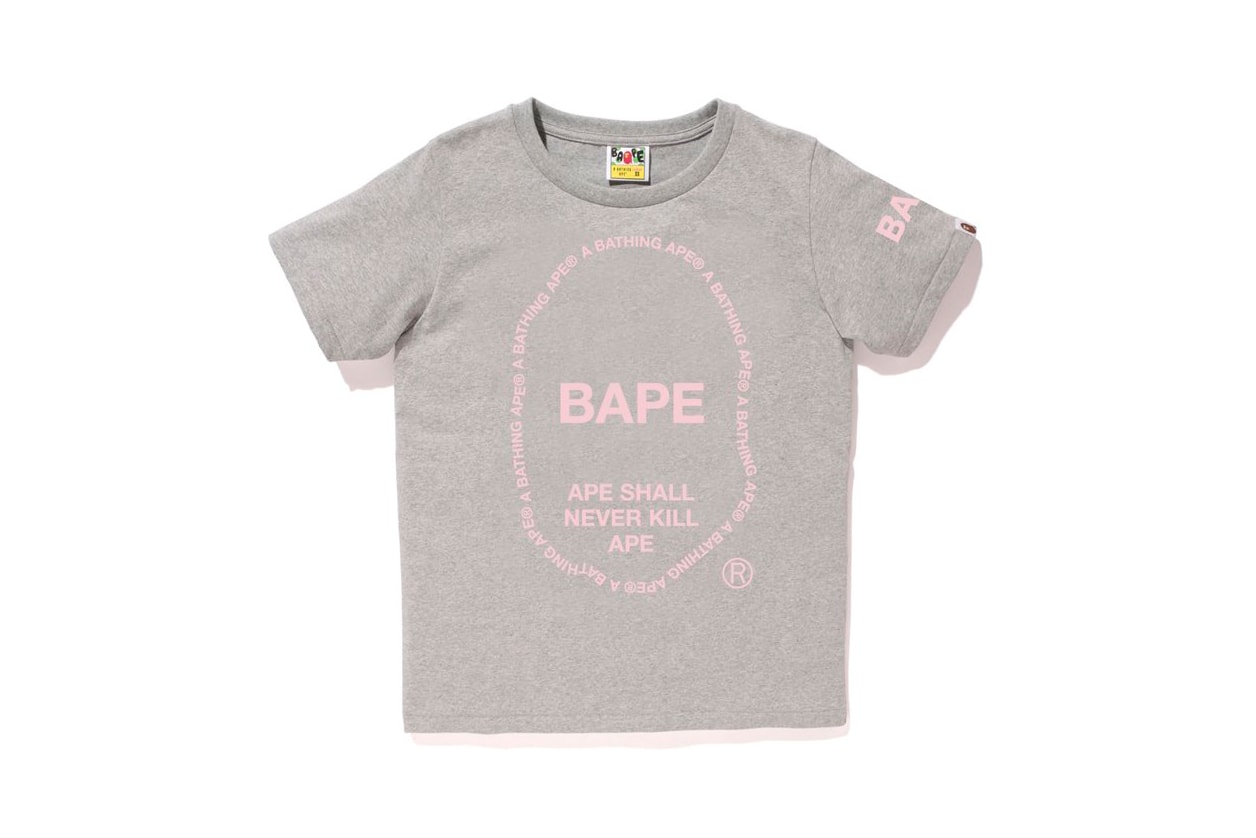 bape a bathing ape text ape head tee tshirts women grey