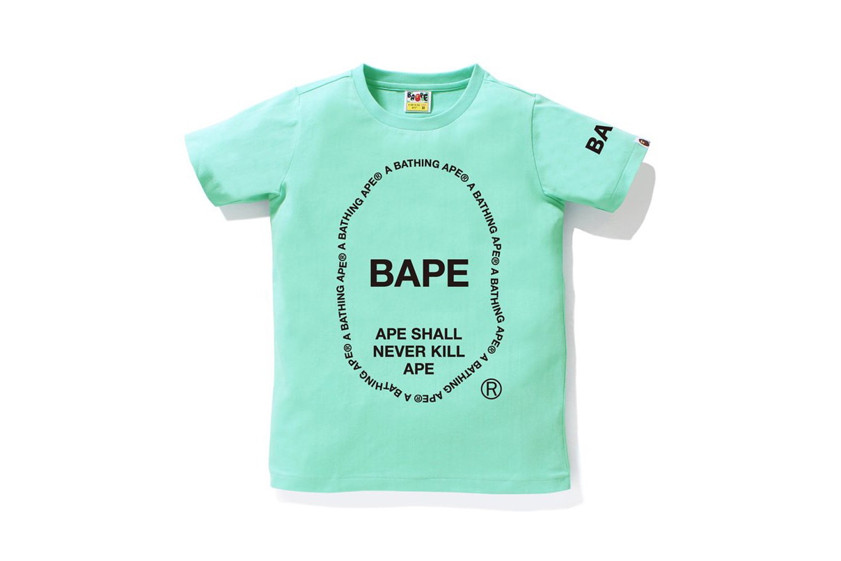 bape a bathing ape text ape head tee tshirts women turquoise green