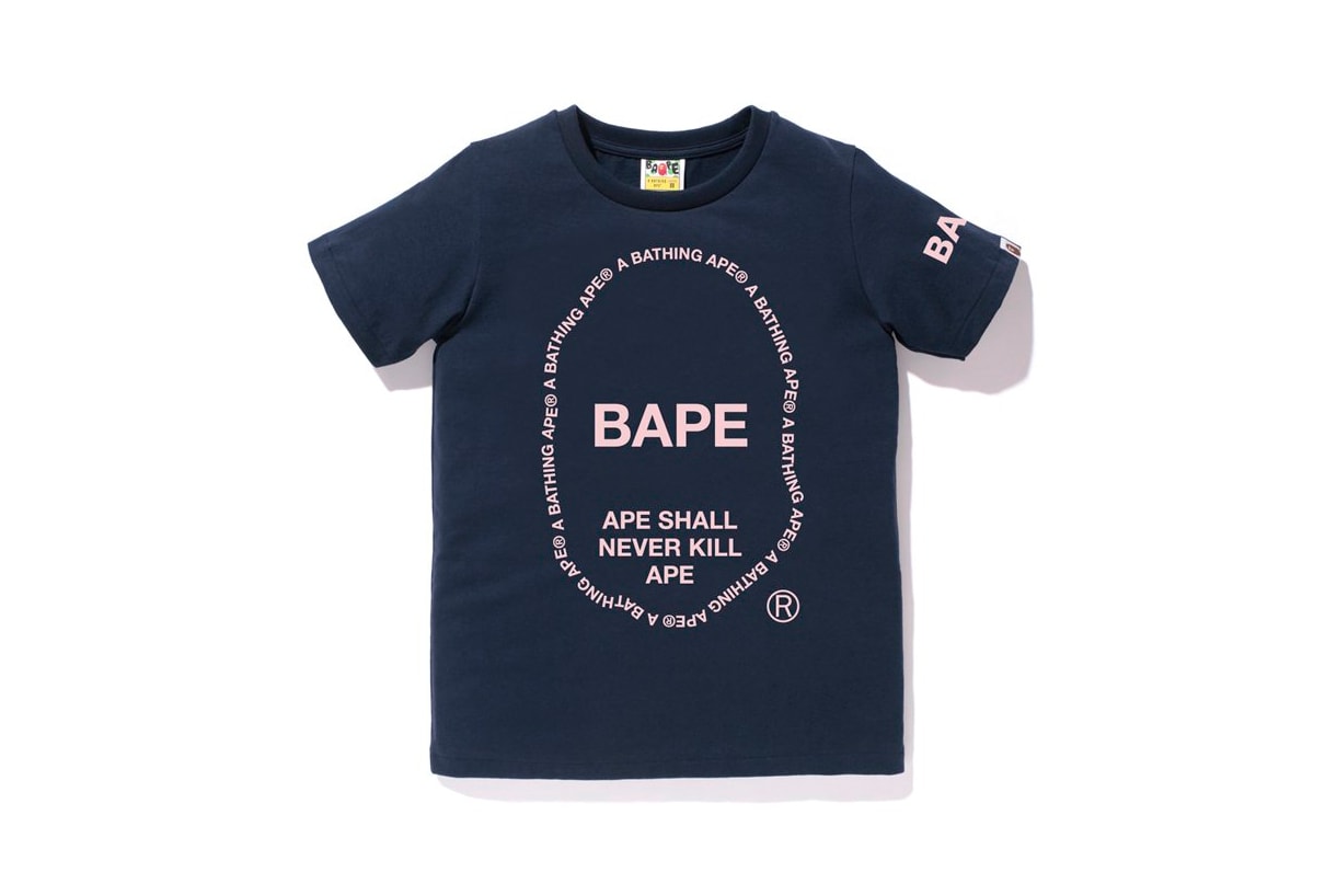 bape a bathing ape text ape head tee tshirts women navy