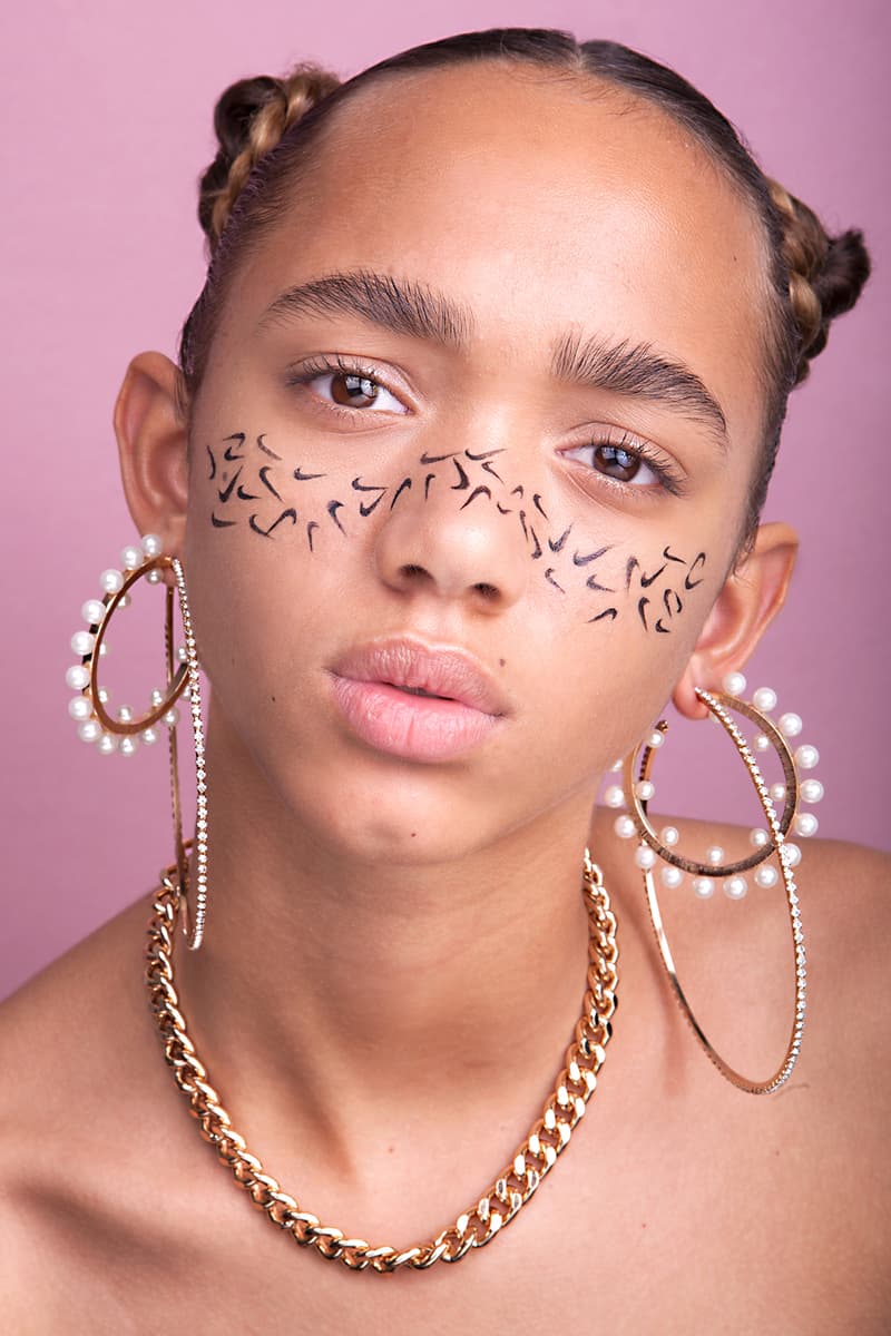 Beauty editorial streetwear inspired logo adidas originals trefoil nike swoosh freckles supreme off-white off white bape patta Sanne Poeze Girl on Kicks