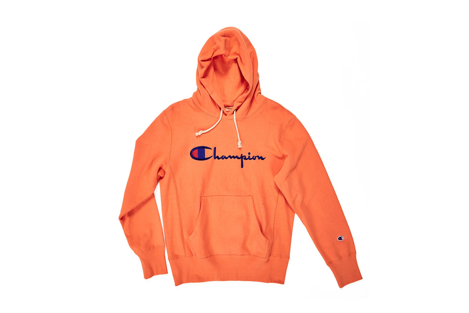 Champion Tie-Dye Orange Hoodies reverse weave multicolored script logo hoodie sweatshirt where to buy womens mens unisex