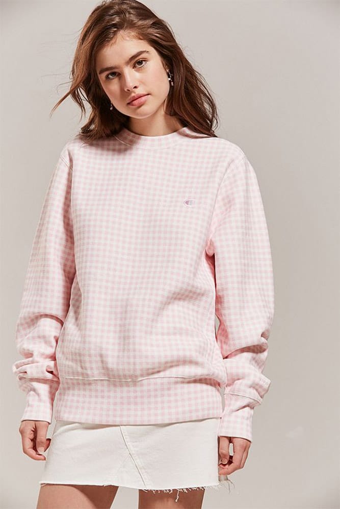 Rose Pink Gingham Logo Sweatshirt 