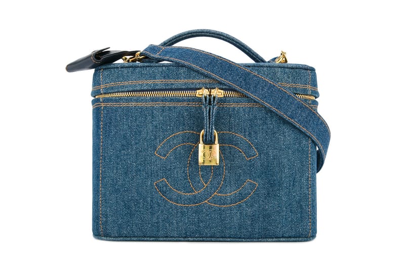 CHANEL Pre-Owned 1997 CC stitch denim vanity bag - Blue