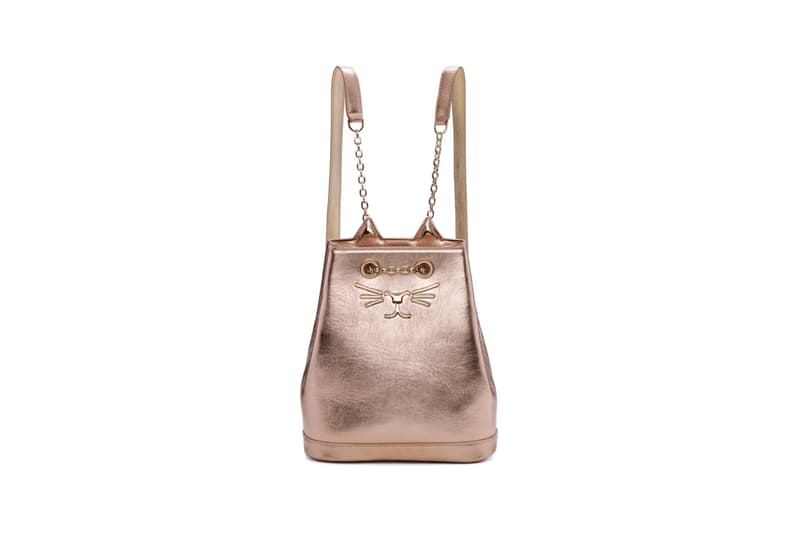 Charlotte Olympia Petit Feline backpack Paris Metallic Pink Rose